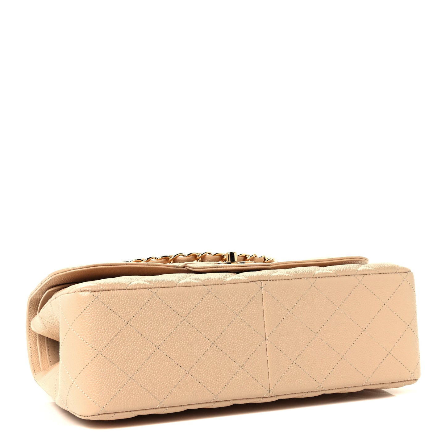Caviar Quilted Jumbo Double Flap Beige Clair
