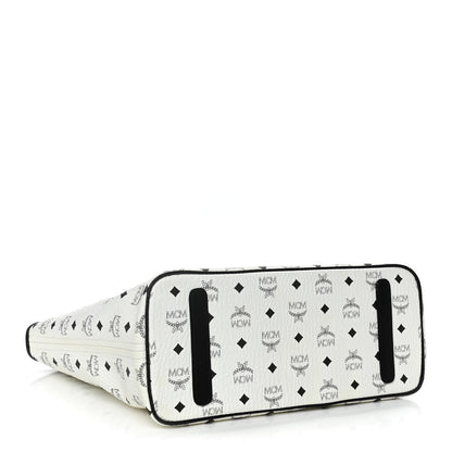 MCM Visetos Medium Anya Zip Top Shopper Tote White 5 of 15
