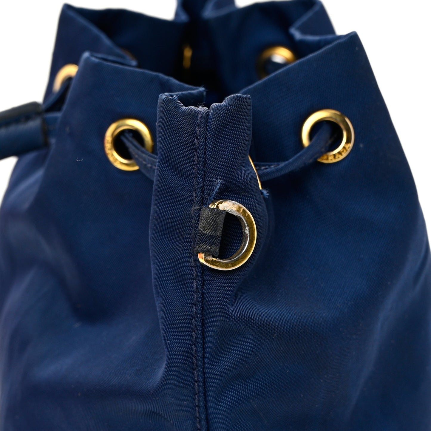 Saffiano Tessuto Nylon Vela Bucket Wristlet Blue