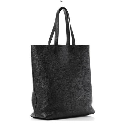 Saint Laurent Calfskin Crocodile Embossed Bold Shopper Tote Black 2 of 6