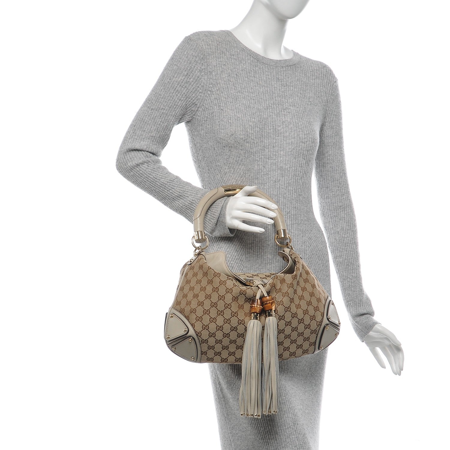 Gucci Monogram Medium Indy Top Handle Hobo Off White 2 of 6