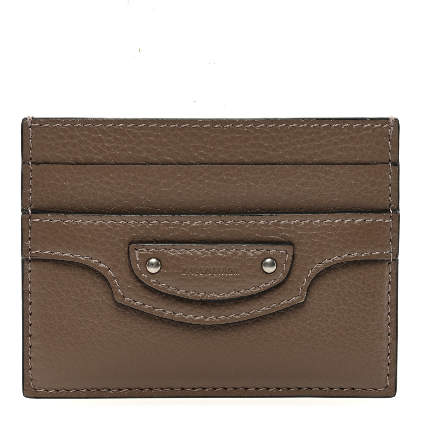 Grained Calfskin Neo Classic Silver Hardware Card Holder Mink Grey
