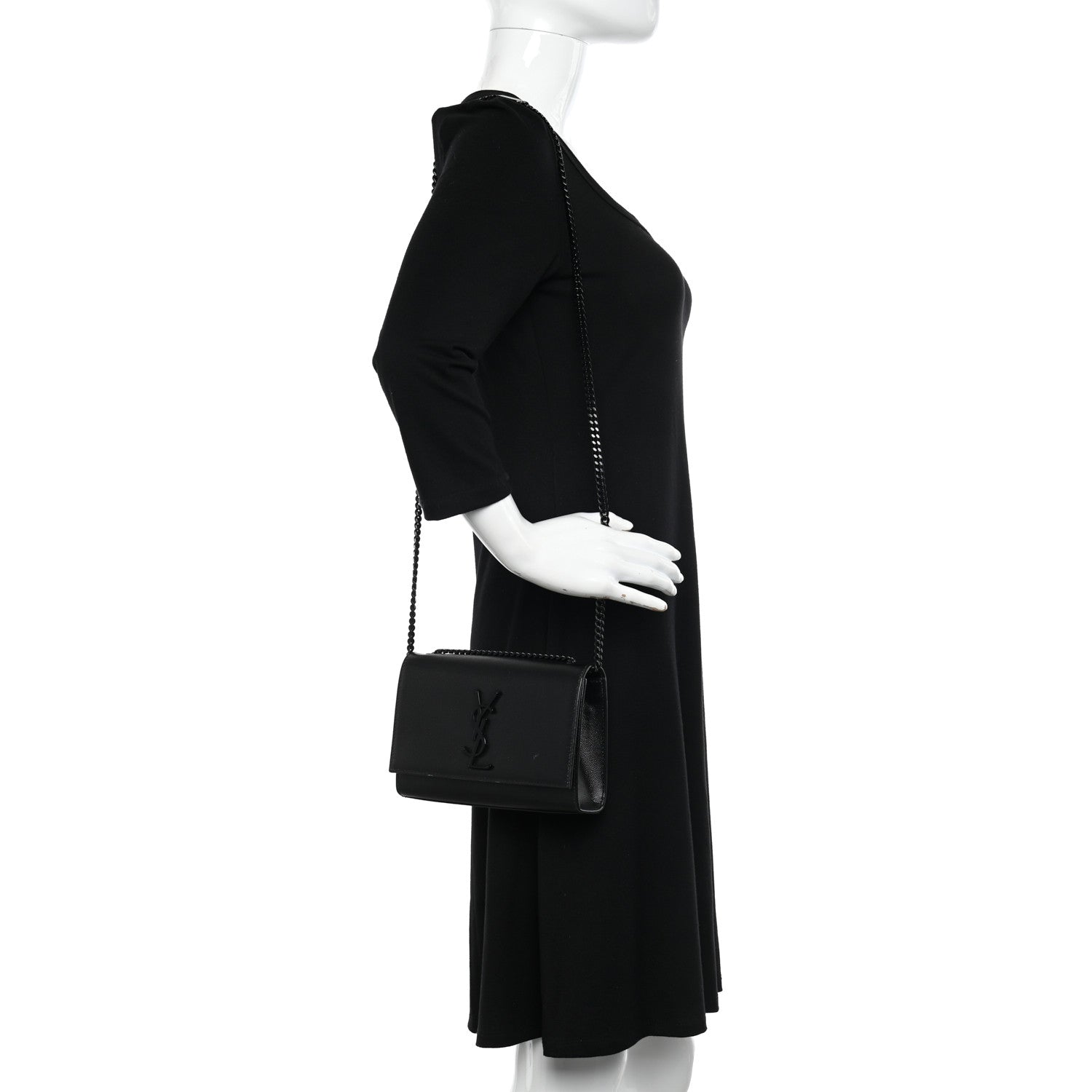 Saint Laurent Grain De Poudre Small Monogram Monochrome Kate Satchel Black 3 of 15