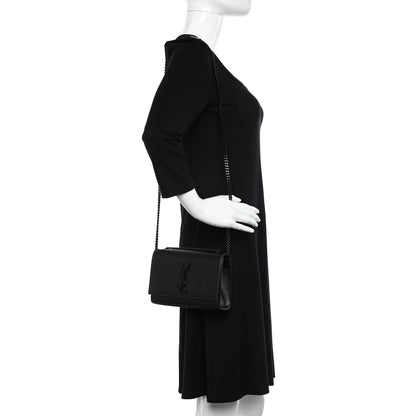 Saint Laurent Grain De Poudre Small Monogram Monochrome Kate Satchel Black 3 of 15