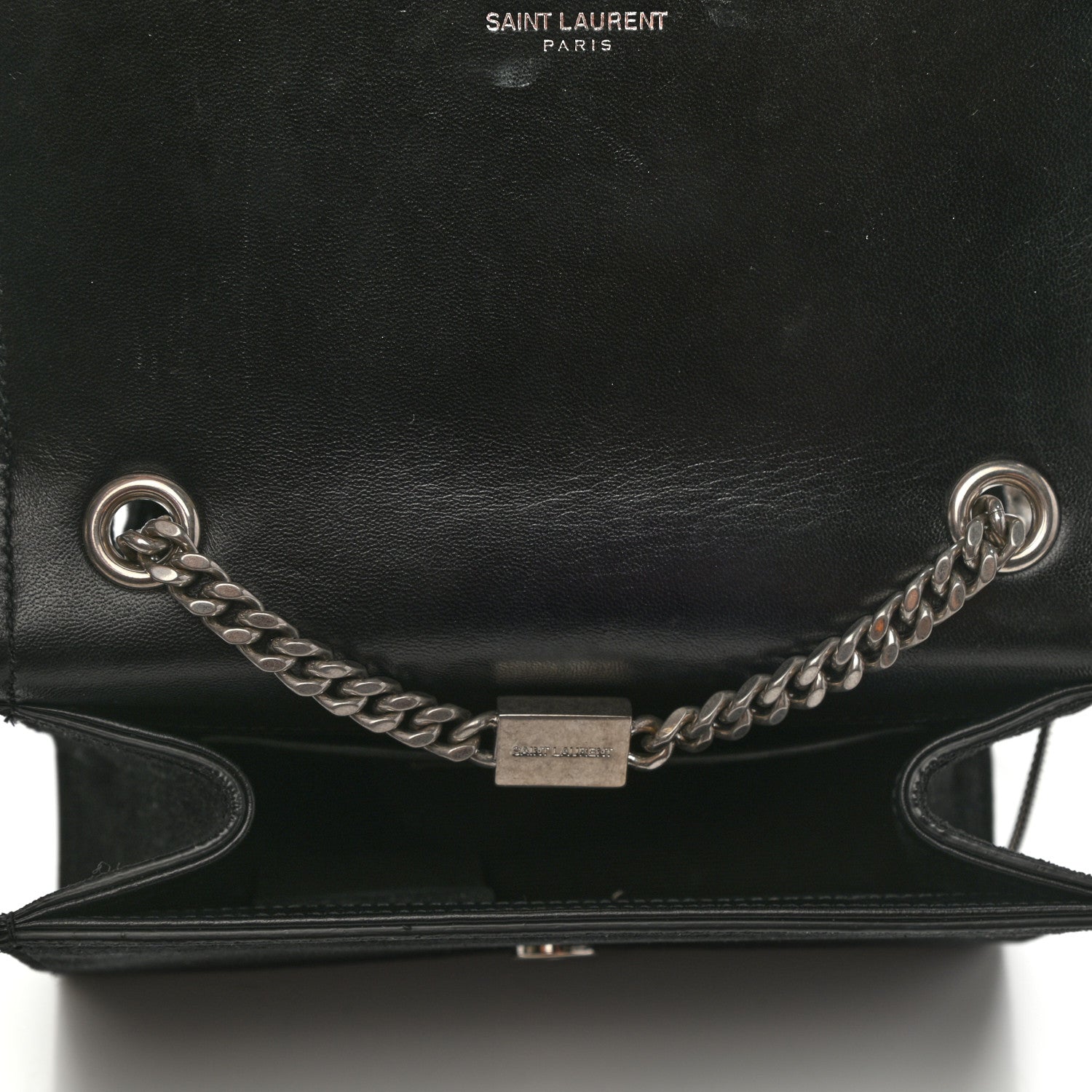 Saint Laurent Suede Fringe Chain Small Monogram Satchel Black 5 of 10