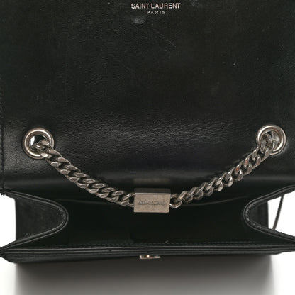 Saint Laurent Suede Fringe Chain Small Monogram Satchel Black 5 of 10