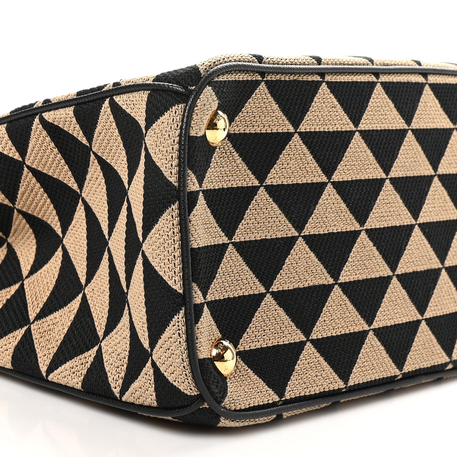 Prada Jacquard Saffiano Triangolo Symbole Embroidered Small Galleria Double Zip Tote Black Corda 8 of 10