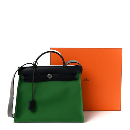 Hermes Vache Hunter Toile Herbag Zip 31 PM Cactus Bleu Indigo 12 of 12