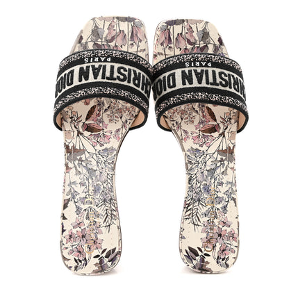 Christian Dior Canvas Embroidered D-Floral Dway 35mm Slide Sandals 39.5 White Multicolor 2 of 10