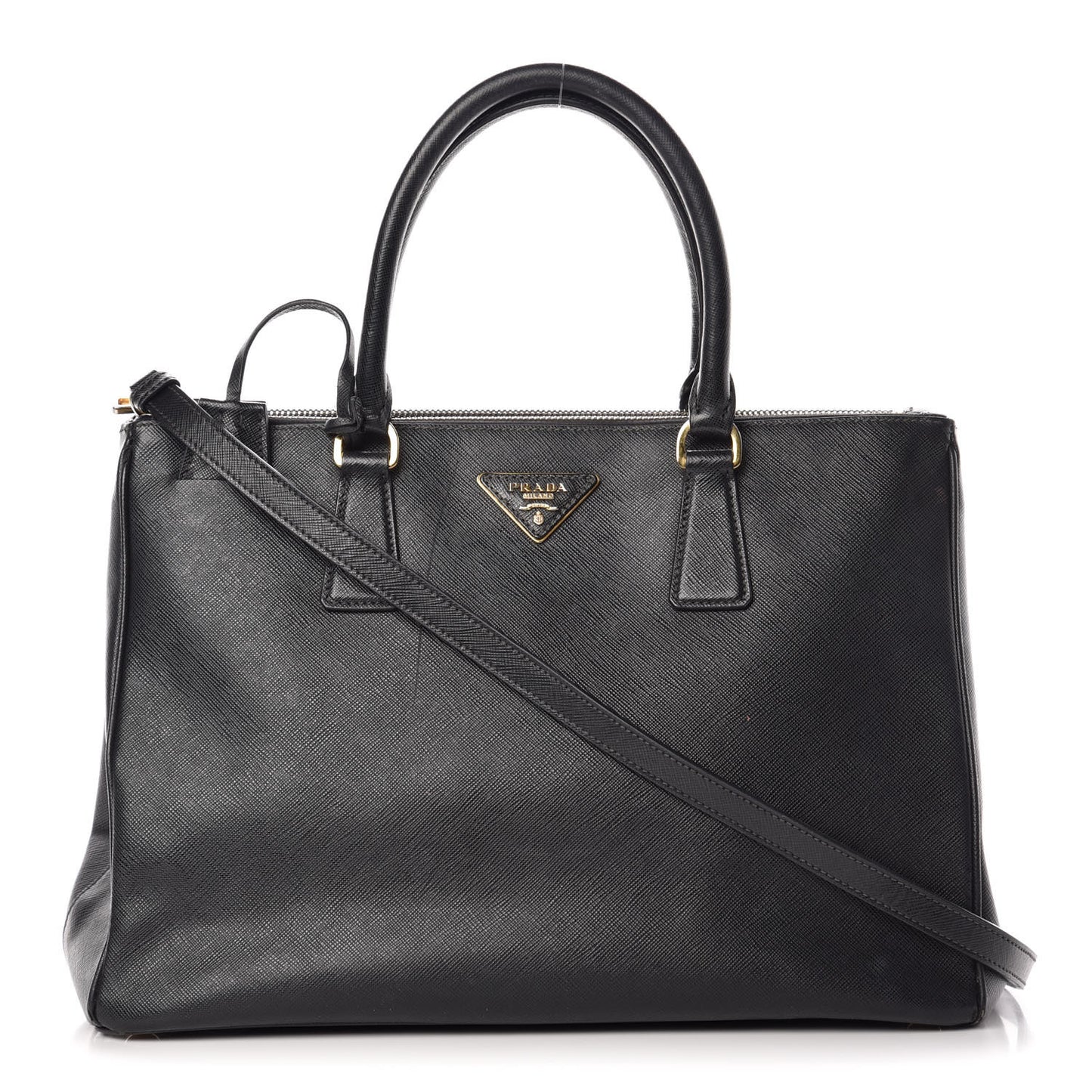 Saffiano Medium Galleria Double Zip Tote Black