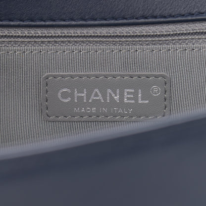Chanel Calfskin Chevron Quilted New Medium Boy Flap Dark Navy Blue 6 of 12