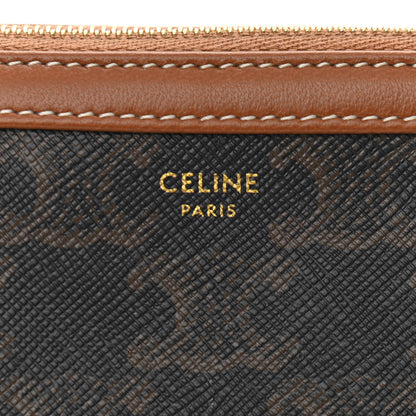 Celine Triomphe Canvas Calfskin Mini Clutch on Chain Tan 6 of 11