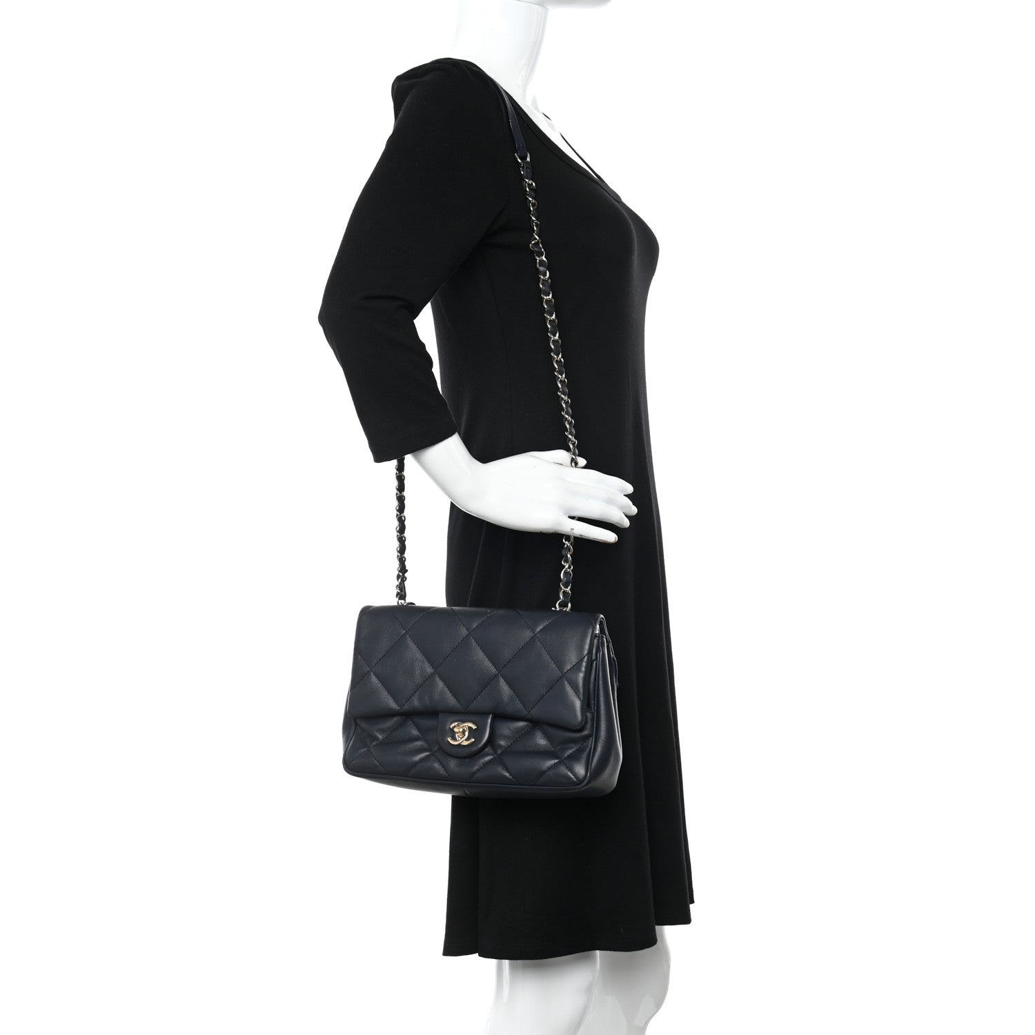 Chanel Lambskin Quilted Easy Carry Flap Navy 3 of 12