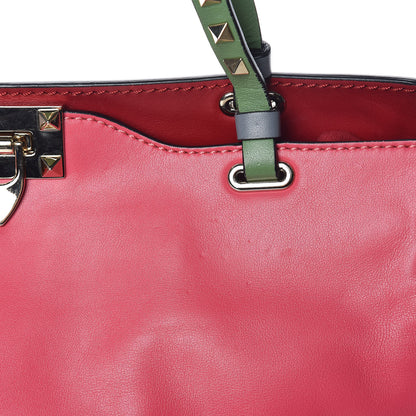 Valentino Garavani Vitello Colorblock Medium Rockstud Tote Deep Rose Clover Grey Scarlet 9 of 16