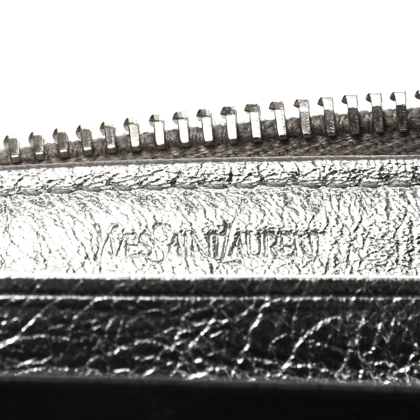 Metallic Calfskin Belle De Jour Zip Around Wallet Moon