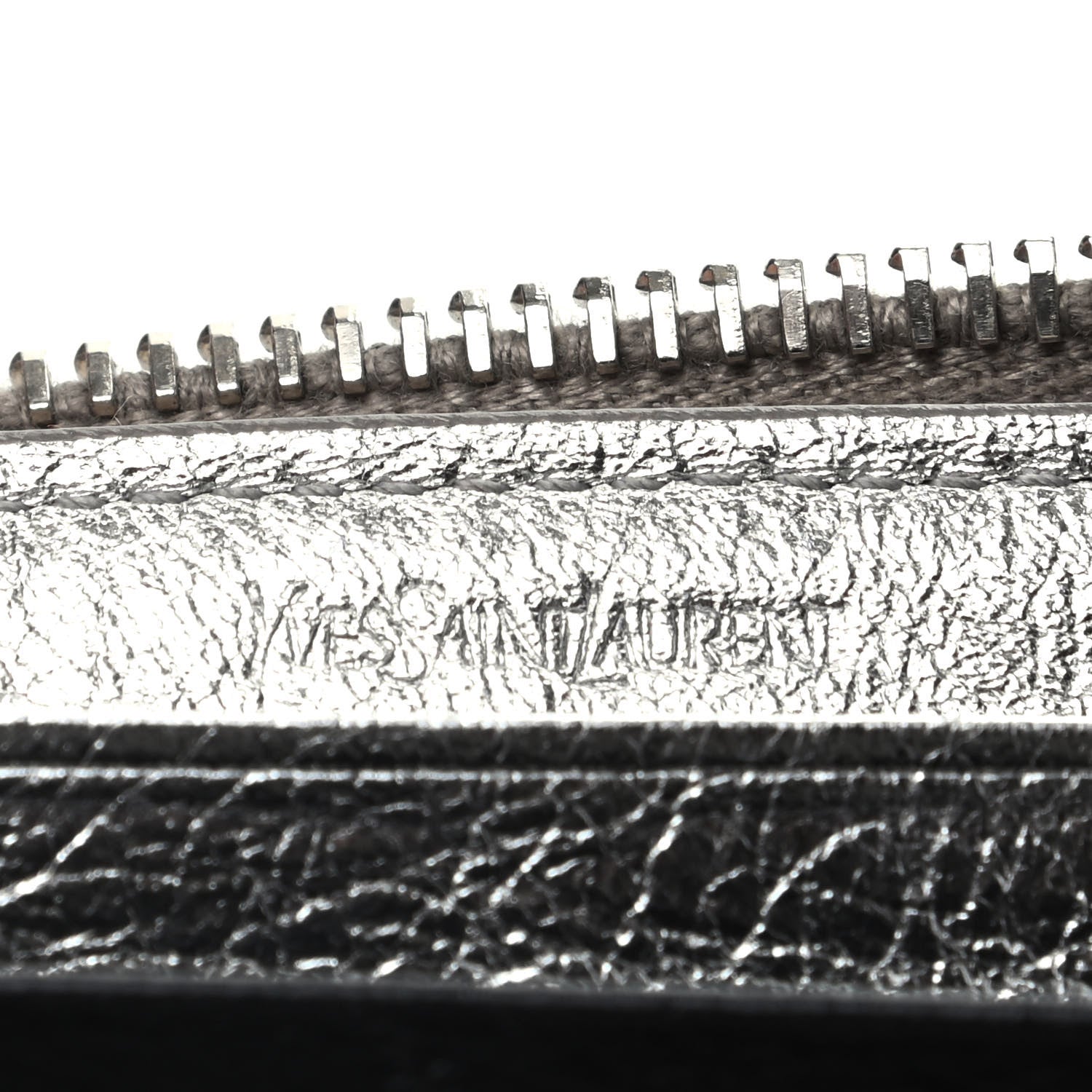 Saint Laurent Metallic Calfskin Belle De Jour Zip Around Wallet Moon 6 of 8