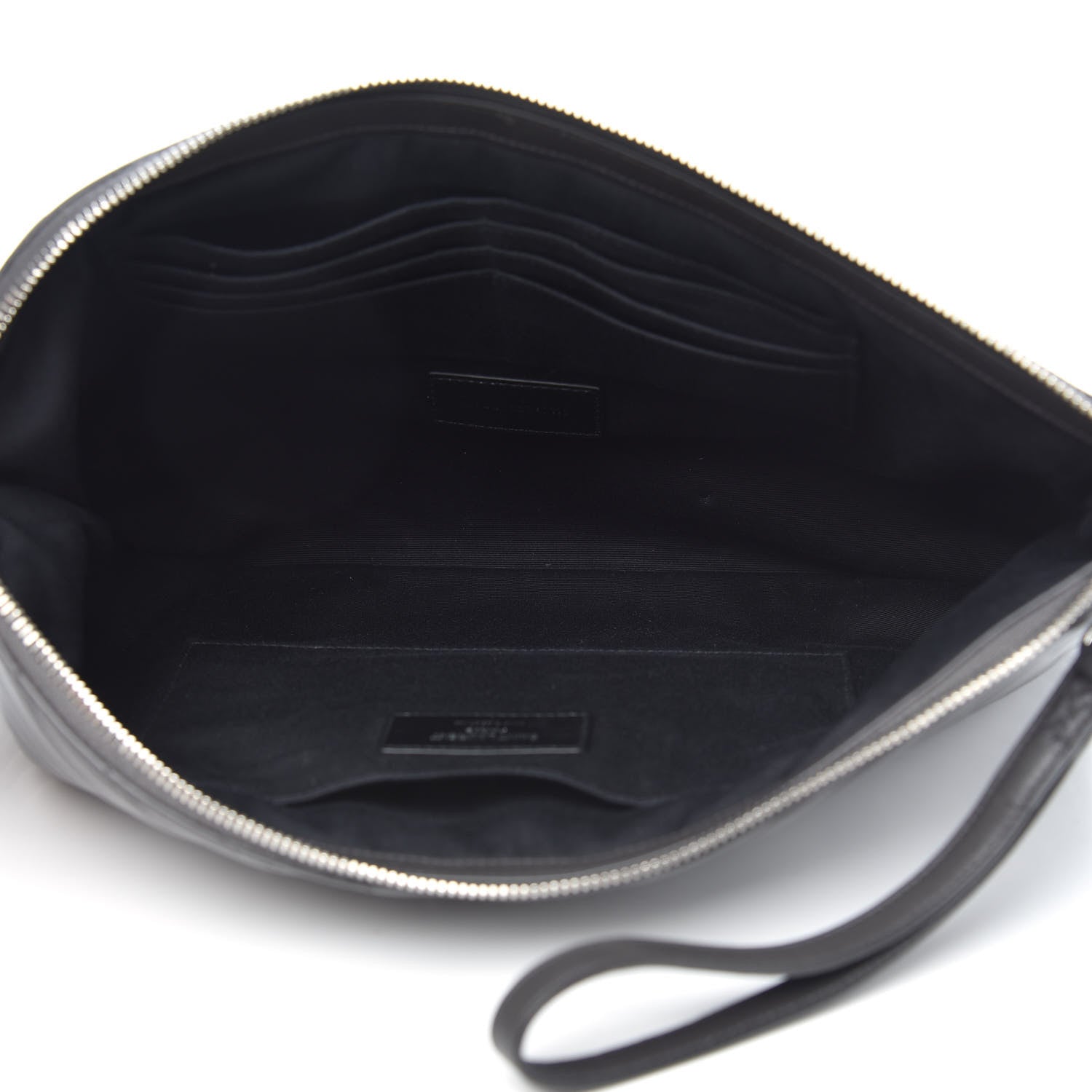 Saint Laurent Calfskin Matelasse Chevron Cassandre Monogram Document Holder Coal 5 of 8