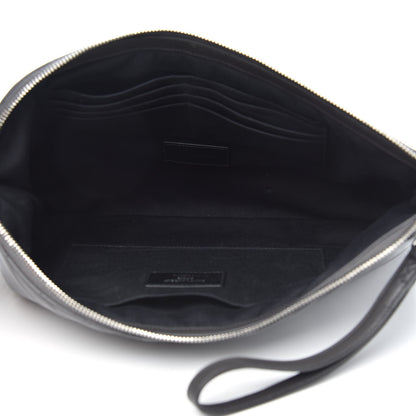 Saint Laurent Calfskin Matelasse Chevron Cassandre Monogram Document Holder Coal 5 of 8