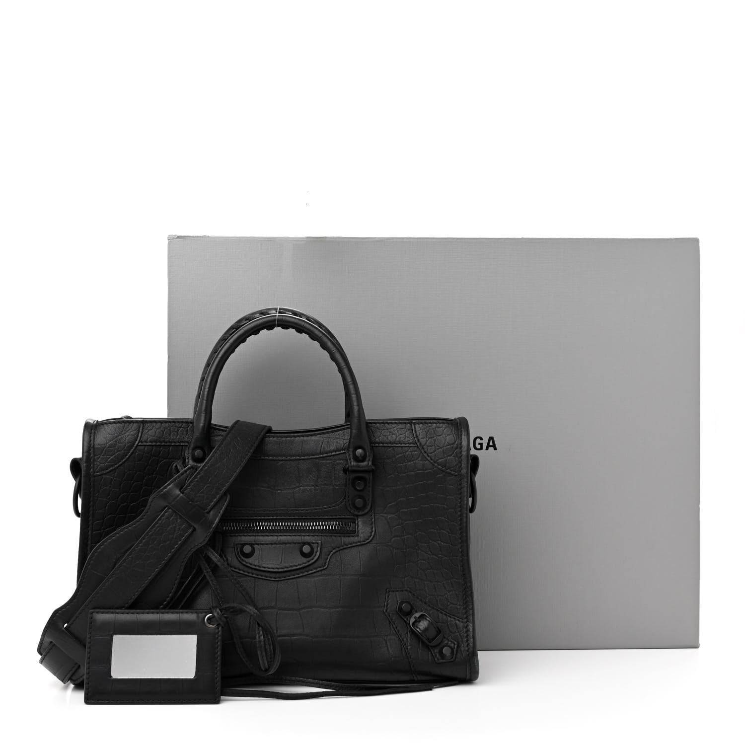 Balenciaga Matte Supple Lambskin Crocodile Embossed Classic Black Hardware S City Black 16 of 16