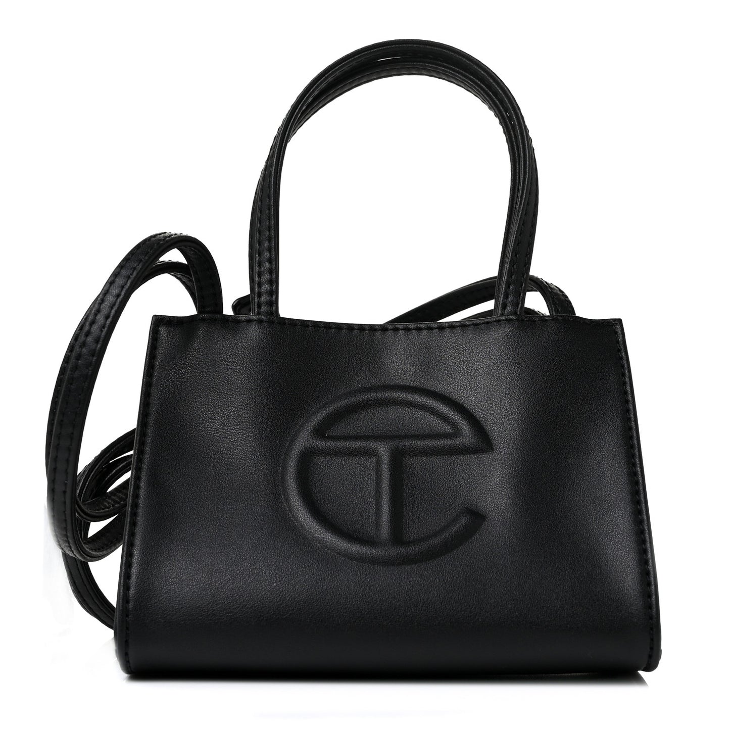 Vegan Leather Small Shopping Bag Black