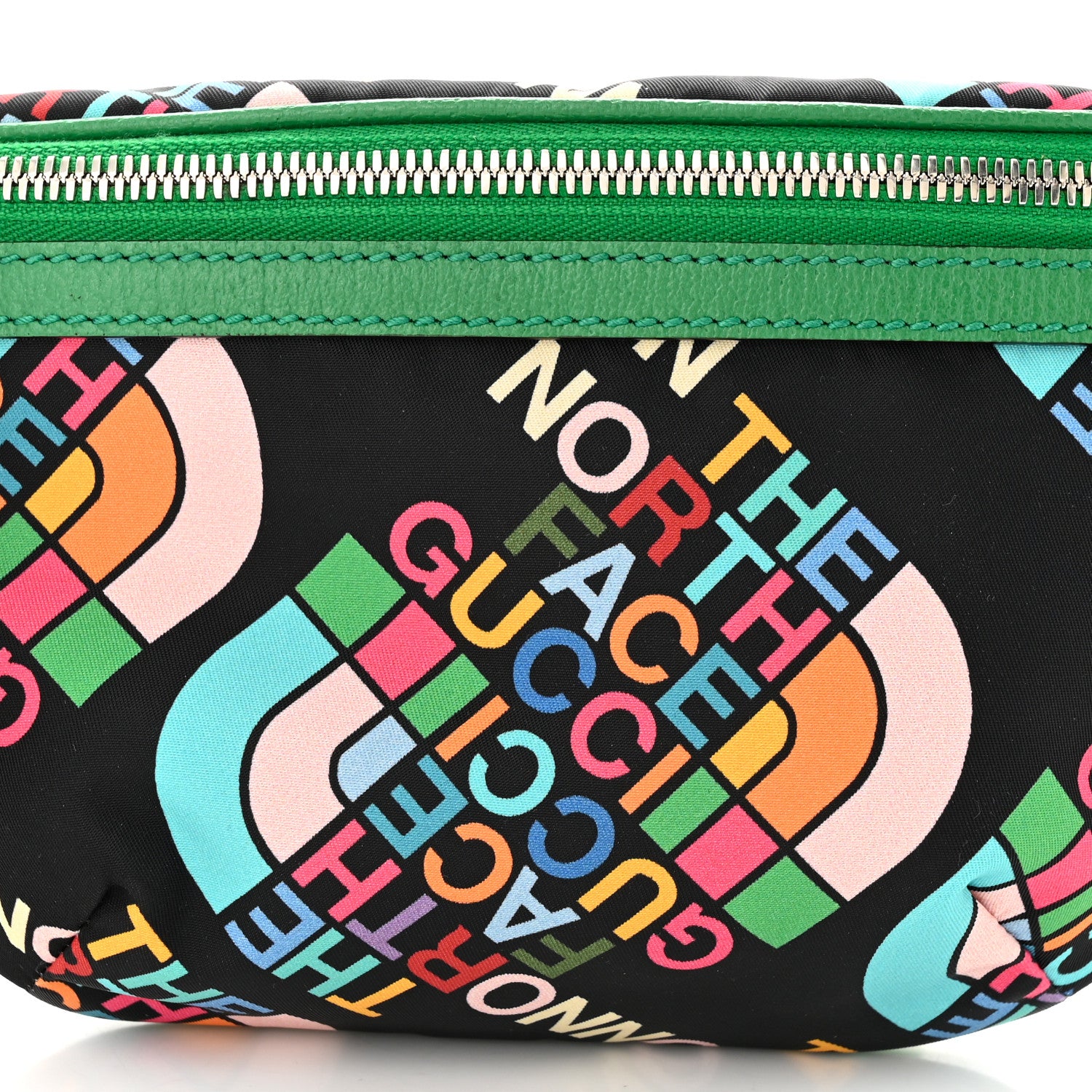 Gucci X THE NORTH FACE Econyl Nylon Textured Dollar Calfskin Belt Bag Black Turquoise New Shamarock New Cherry Red 9 of 11