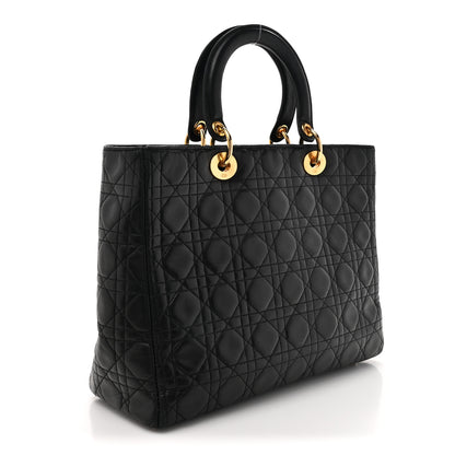 Christian Dior Lambskin Cannage Large Lady Dior Black 3 of 18