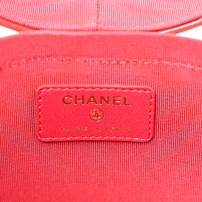 Chanel Patent Quilted Small Round Vanity With Chain Red 6 of 14
