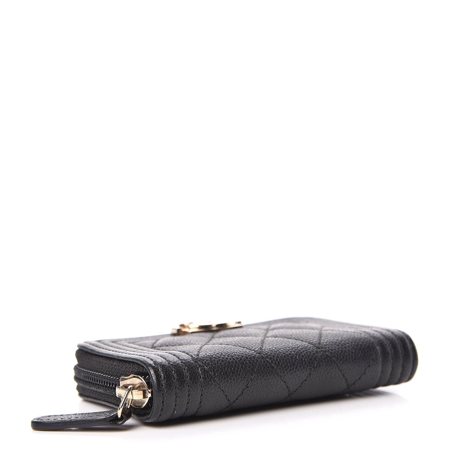 Chanel Caviar Quilted Boy Zip Around Coin Purse Wallet Black 4 of 7