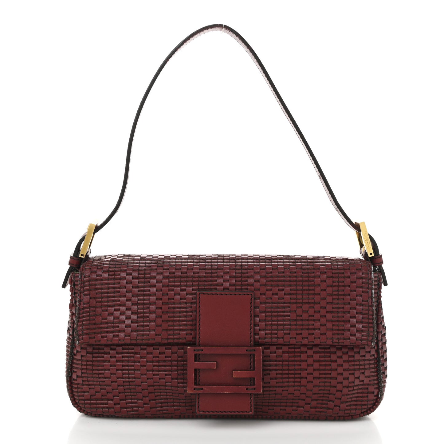 Lambskin Woven Baguette Red