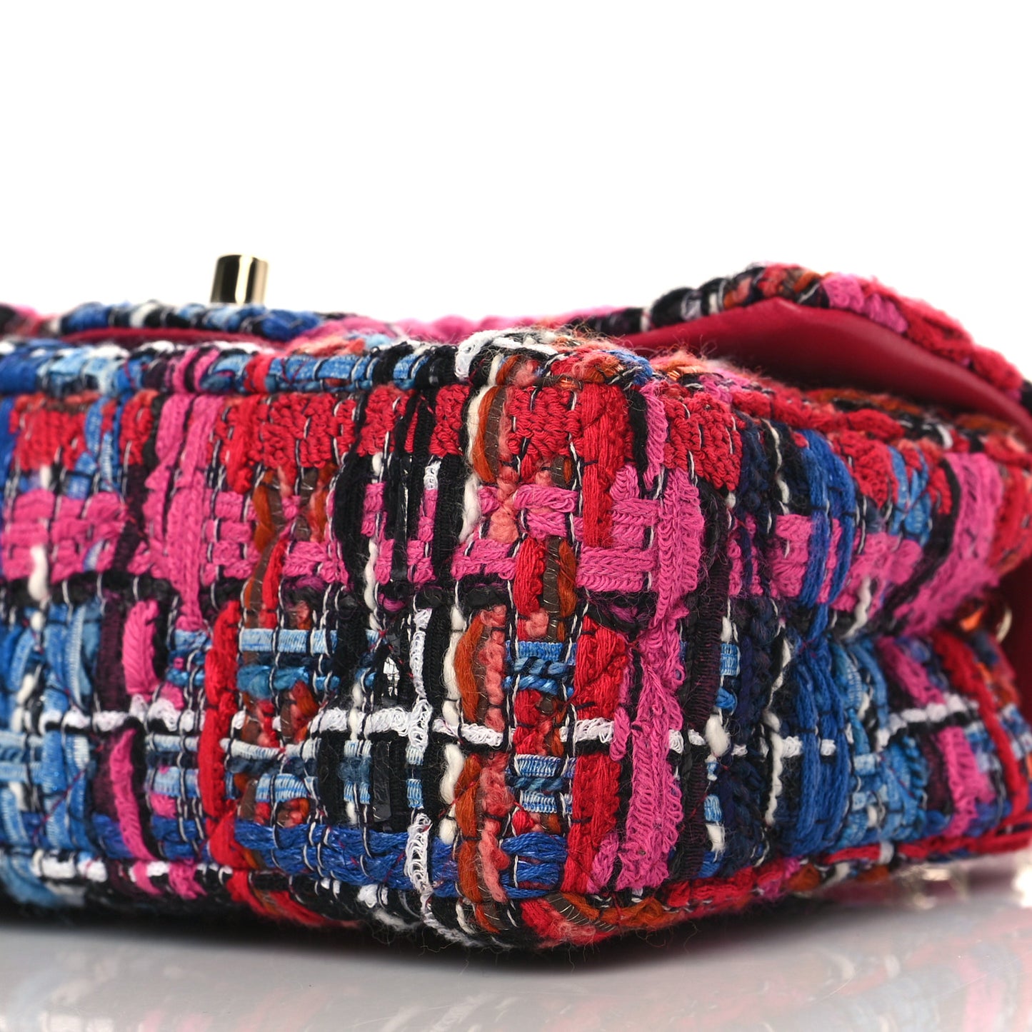 Tweed Quilted Mini Rectangular Flap Red Pink Black
