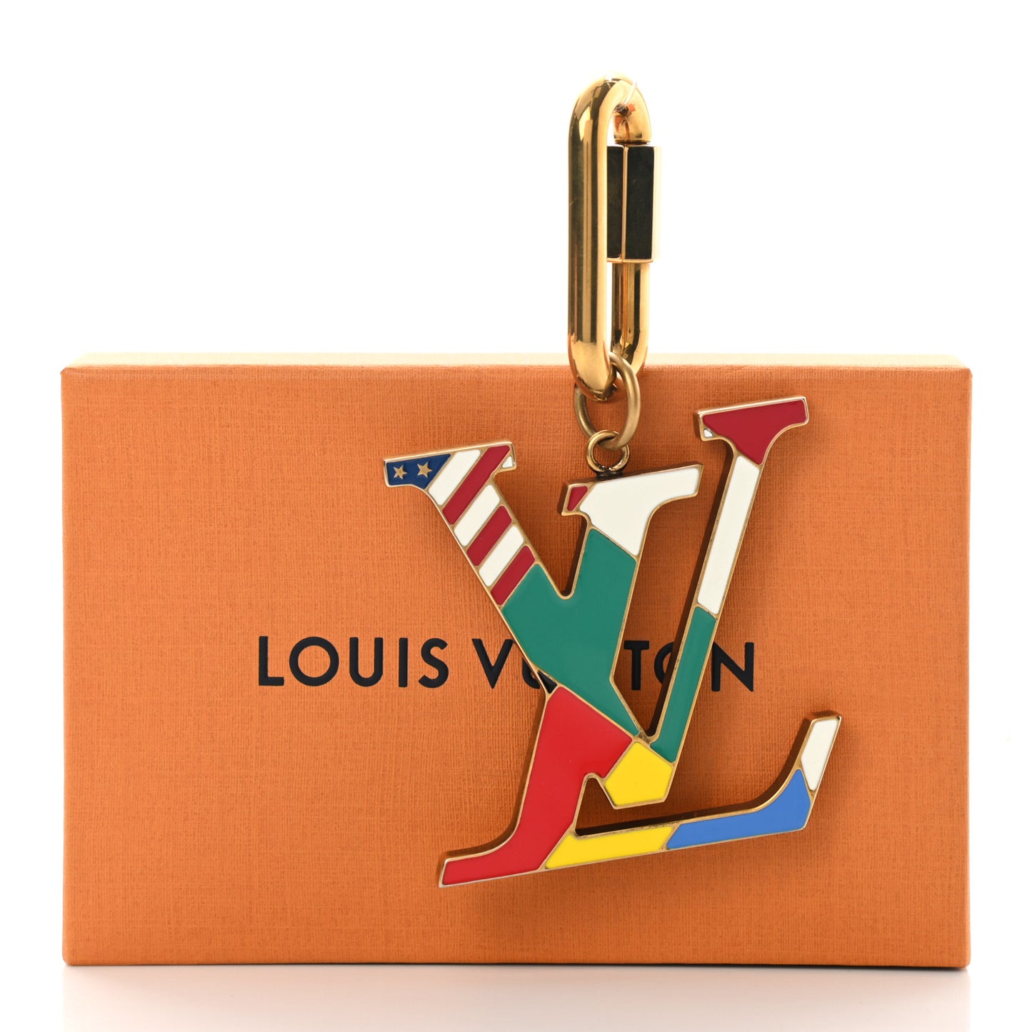 Enamel LV Flag Bag Charm Key Holder Multicolor