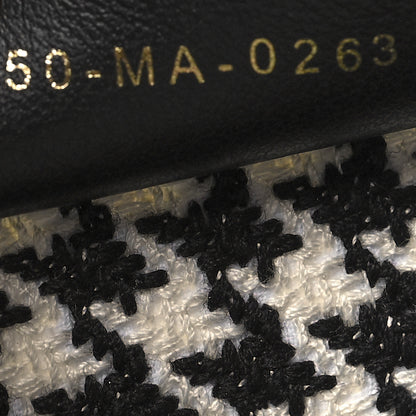 Christian Dior Canvas Houndstooth Embroidered Medium Book Tote Black White 7 of 13