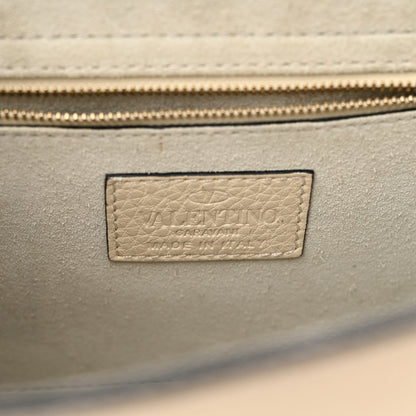 Valentino Garavani Grained Calfskin Rockstud Top Handle Flap Shoulder Bag Light Ivory 6 of 14