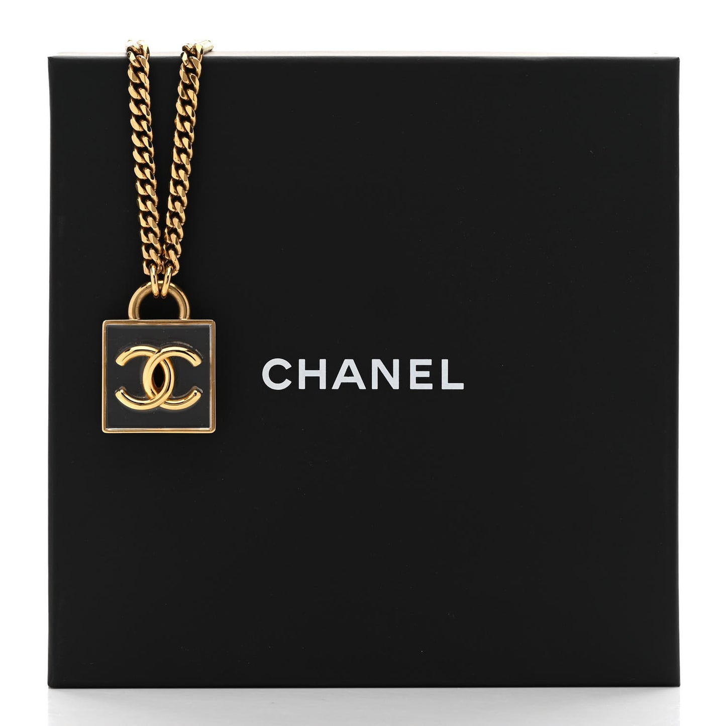 Metal Resin CC Square Necklace Gold Transparent