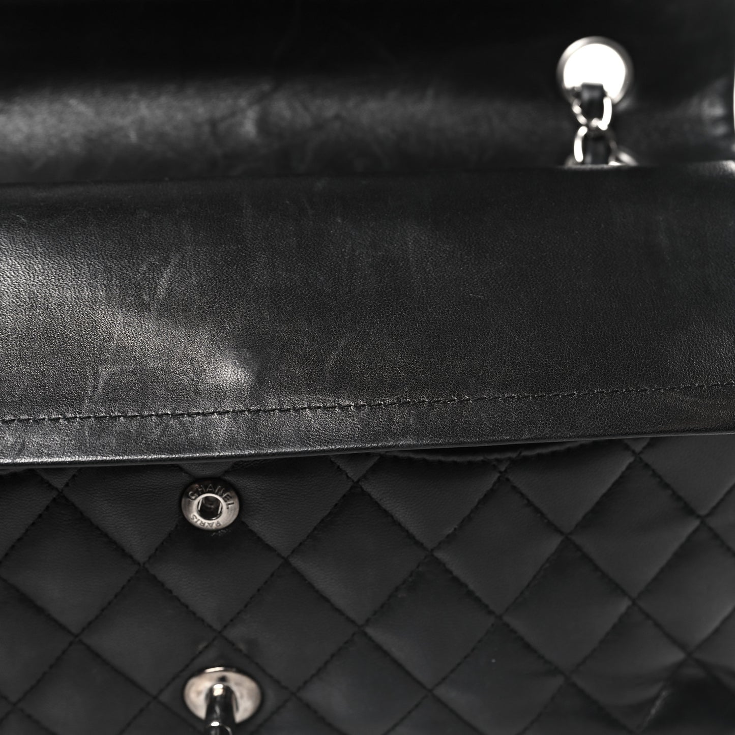 Lambskin Quilted Medium Double Flap Black