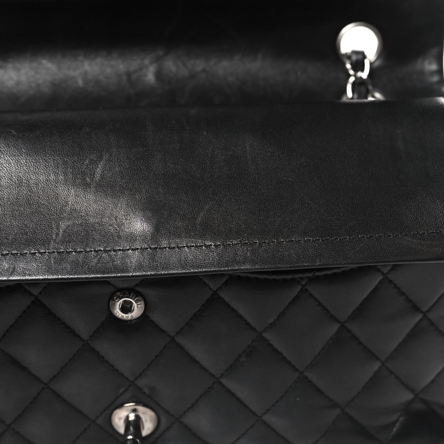 Chanel Lambskin Quilted Medium Double Flap Black 12 of 13