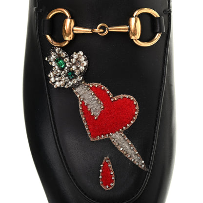 Gucci Calfskin Crystal Tiger Embroidered Womens Princetown Slippers 36 Black 9 of 10