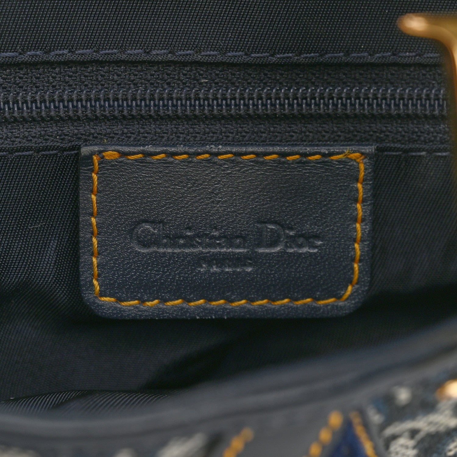 Christian Dior Monogram Double Saddle Bag Navy Blue 6 of 12