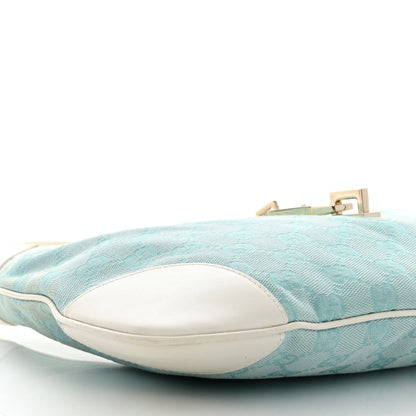 Gucci Monogram Lobster Clasp Jackie O Hobo Blue White 9 of 16