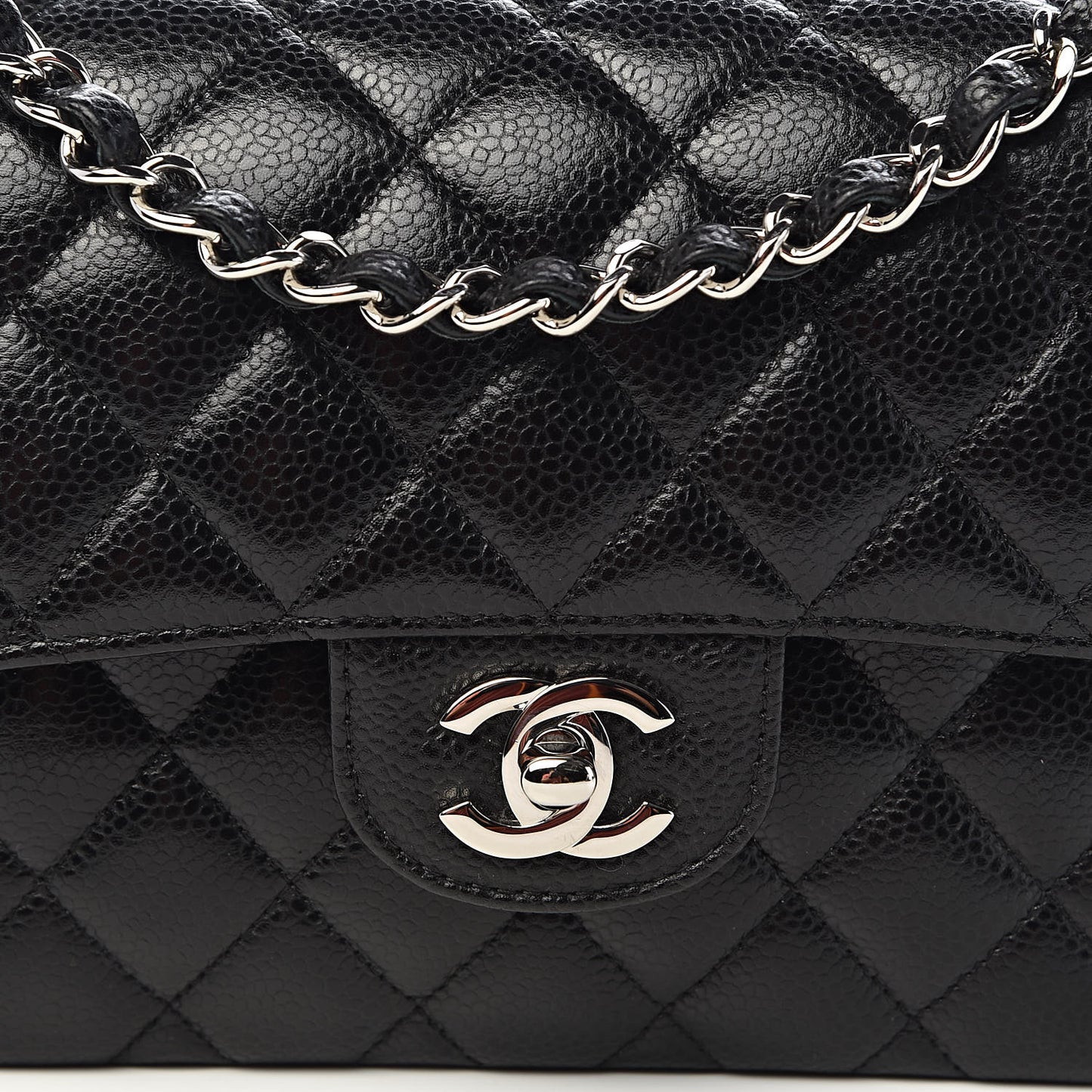 Caviar Quilted Small Double Flap Black