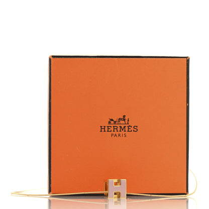 Hermes Gold Lacquered Cage d'H Pendant Necklace Rose Dragee 5 of 5