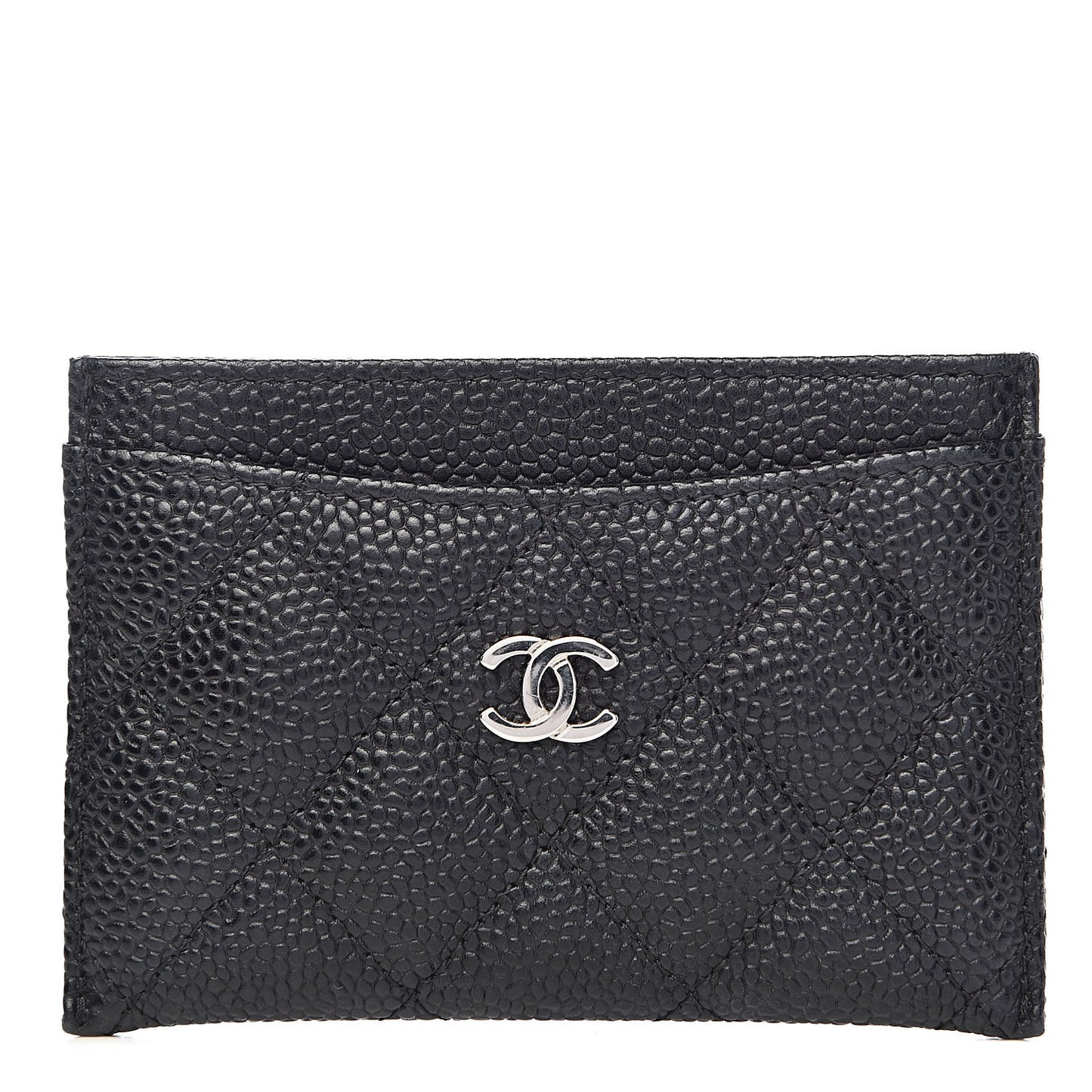 Caviar Quilted Card Holder Black