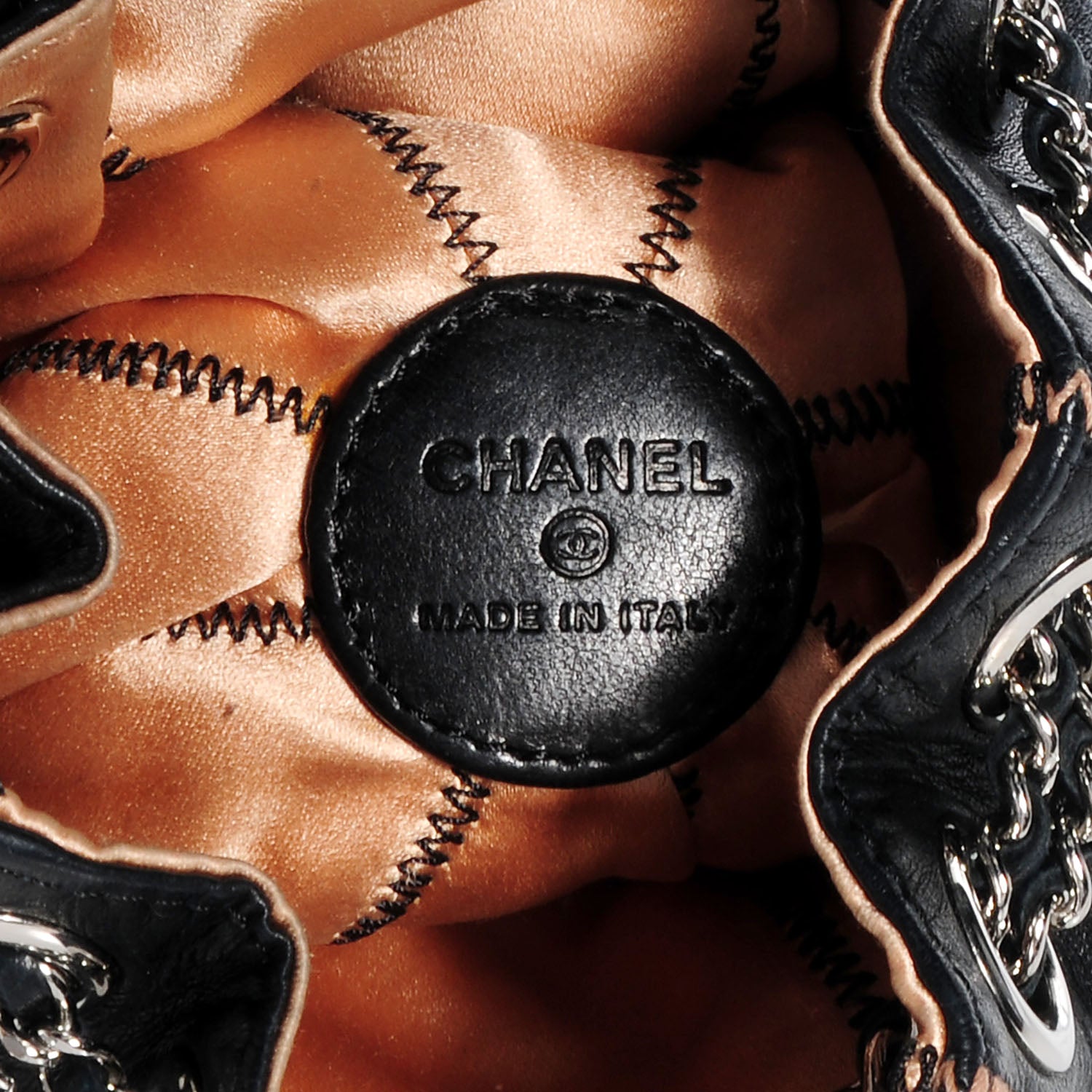 Chanel Lambskin Satin Reversible Mini Sac Cordon Black Peach 6 of 7