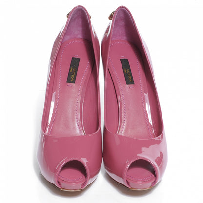 Louis Vuitton Patent Leather Oh Really Peep Toe Pumps 37.5 Pink 2 of 7