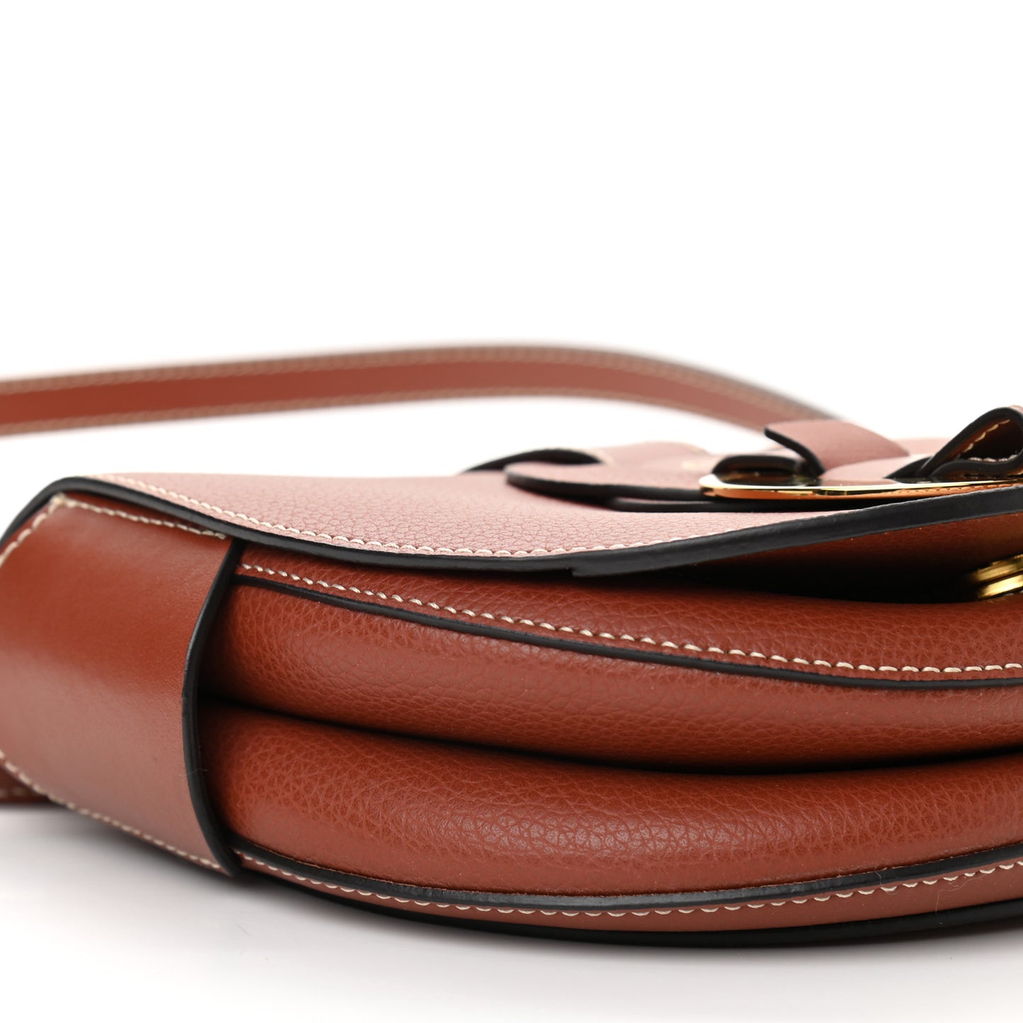 Grained Calfskin Small Darryl Saddle Crossbody Bag Sepia Brown