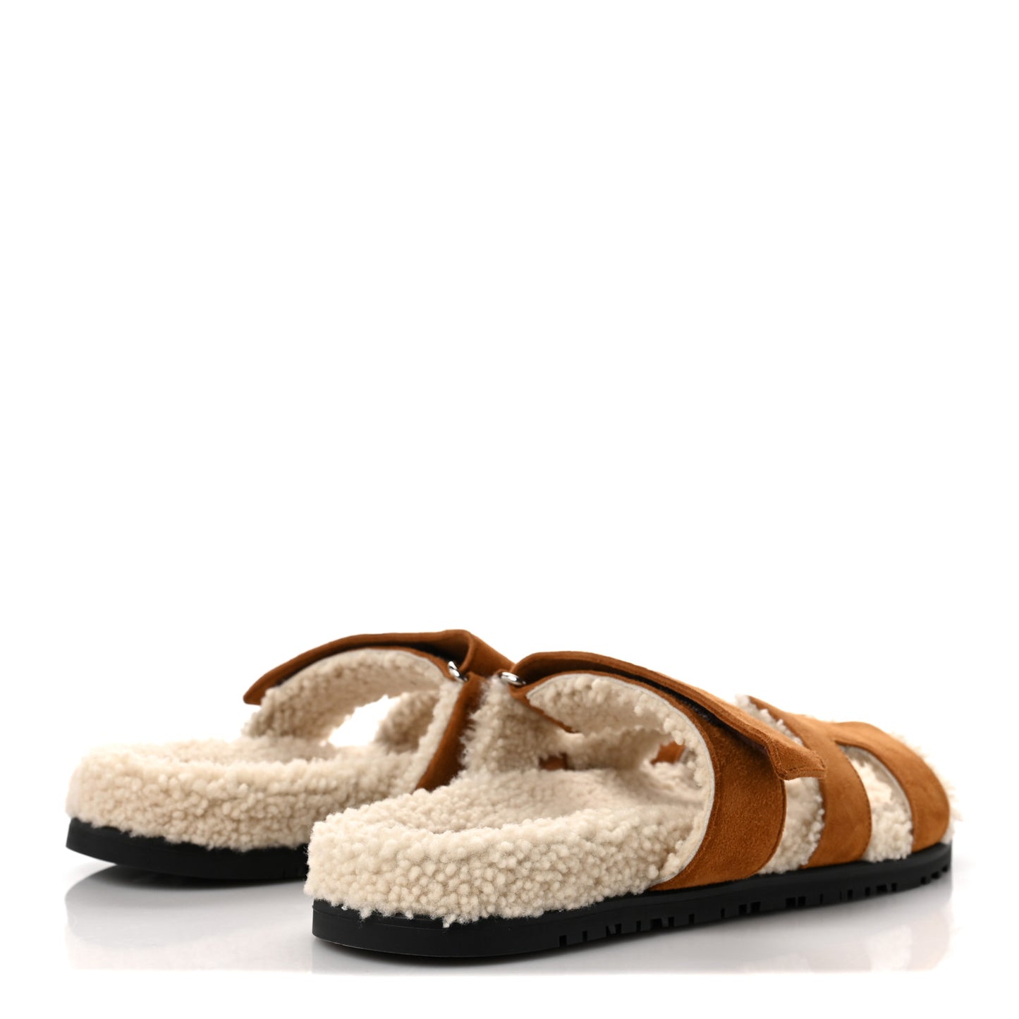 Suede Goatskin Woolskin Womens Chypre Sandals 39 Brun Fume Ecru