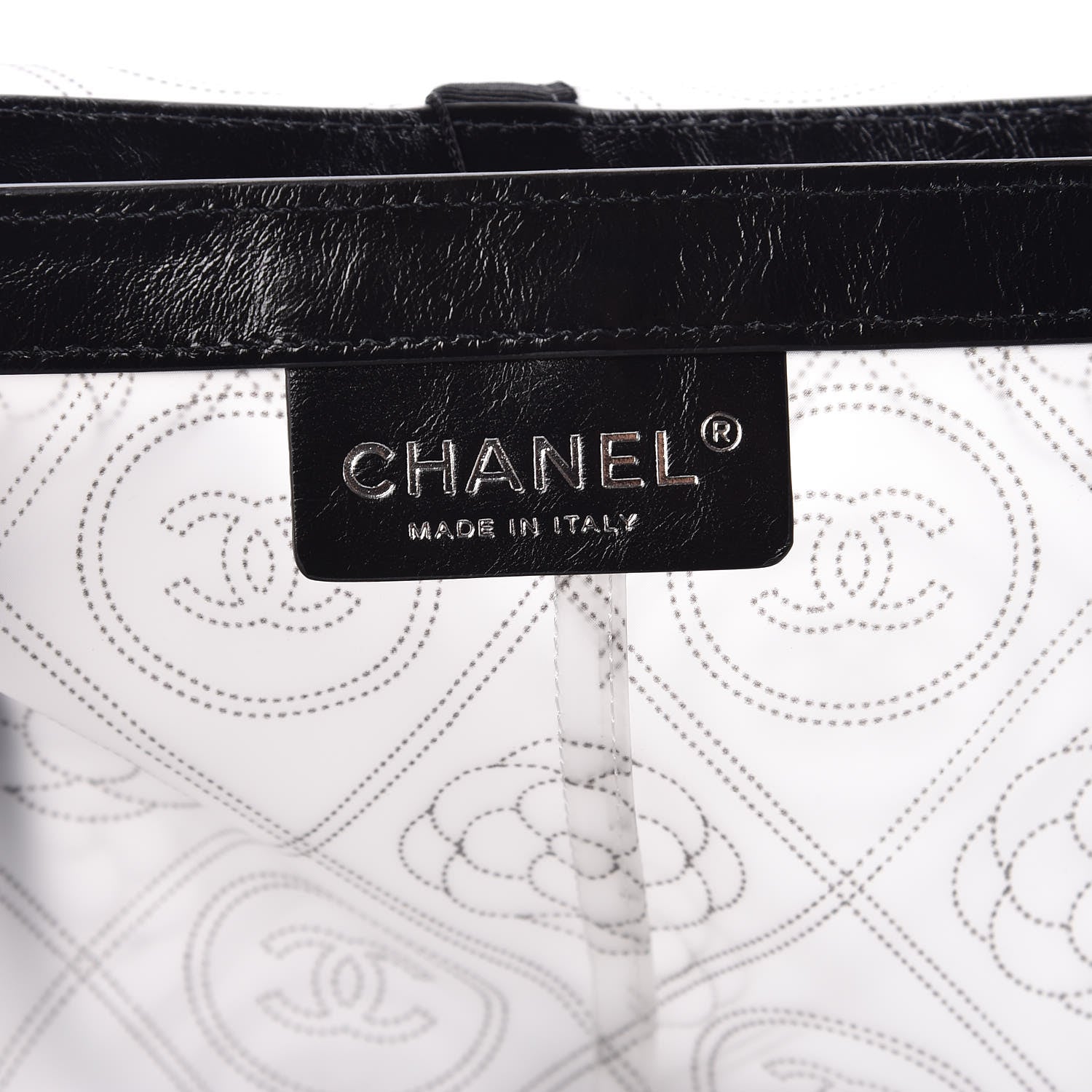 Chanel PVC Calfskin Coco Bag Raincoat White Black 5 of 7