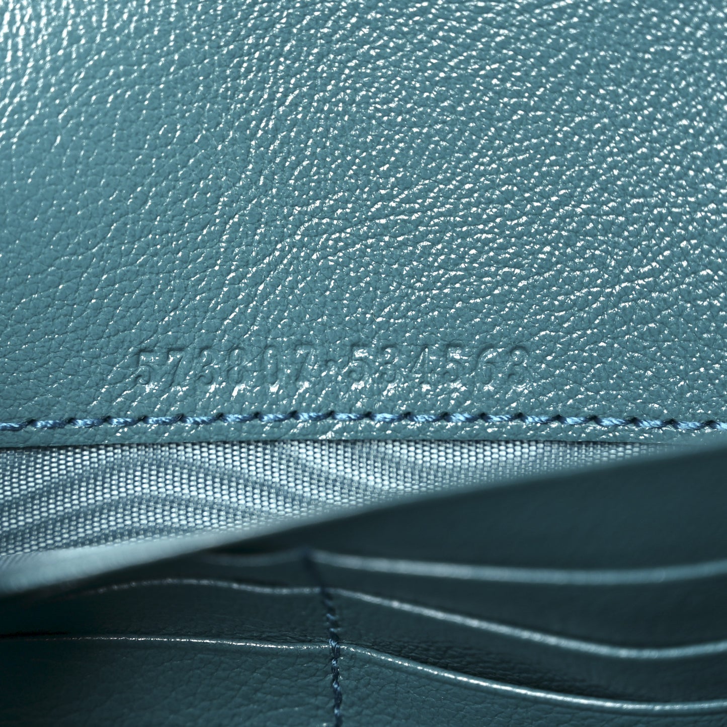 Azalea Calfskin Enamel Matelasse Diagonal Torchon GG Marmont Chain Wallet Imperial Blue Pavone