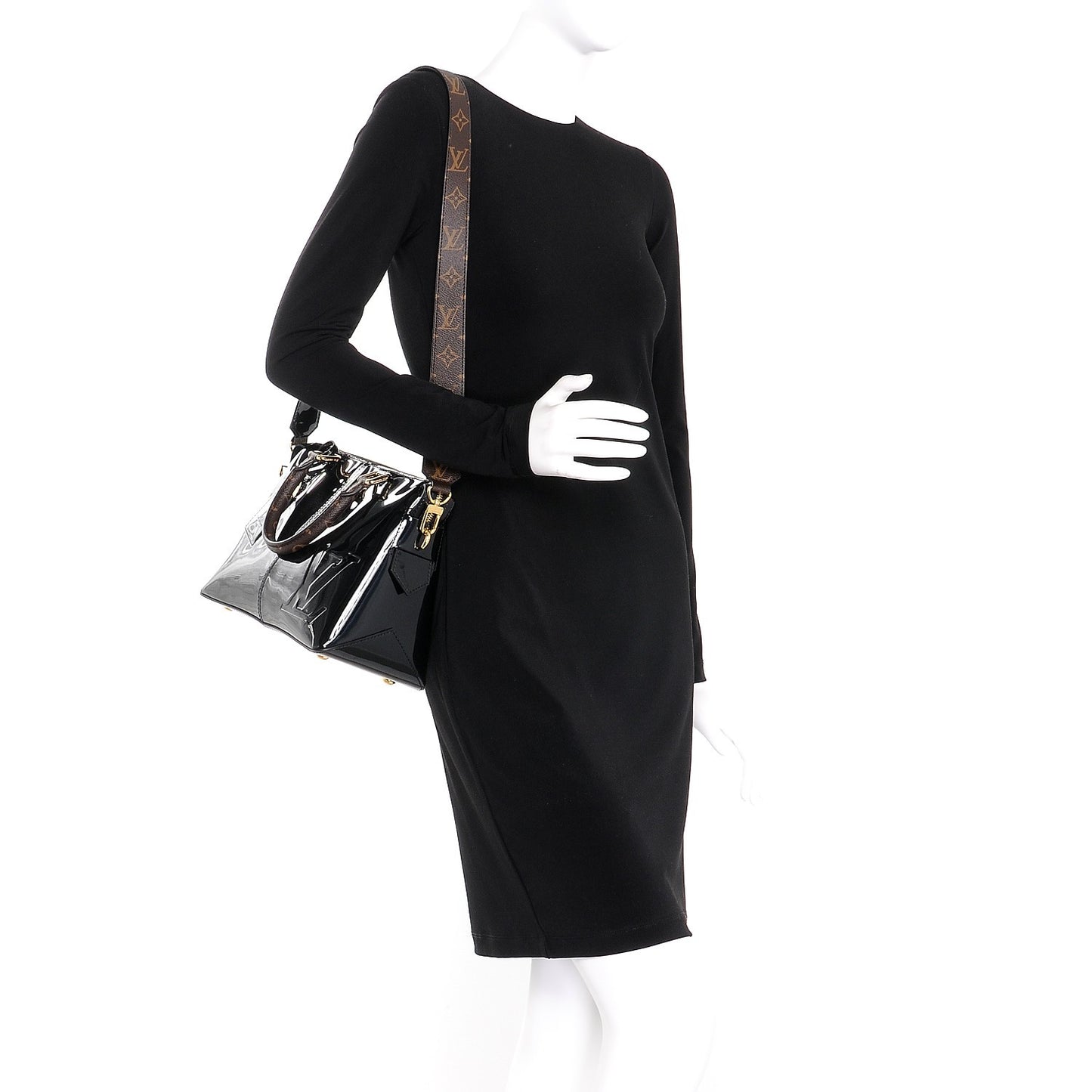 Patent Calfskin Miroir Tote Black