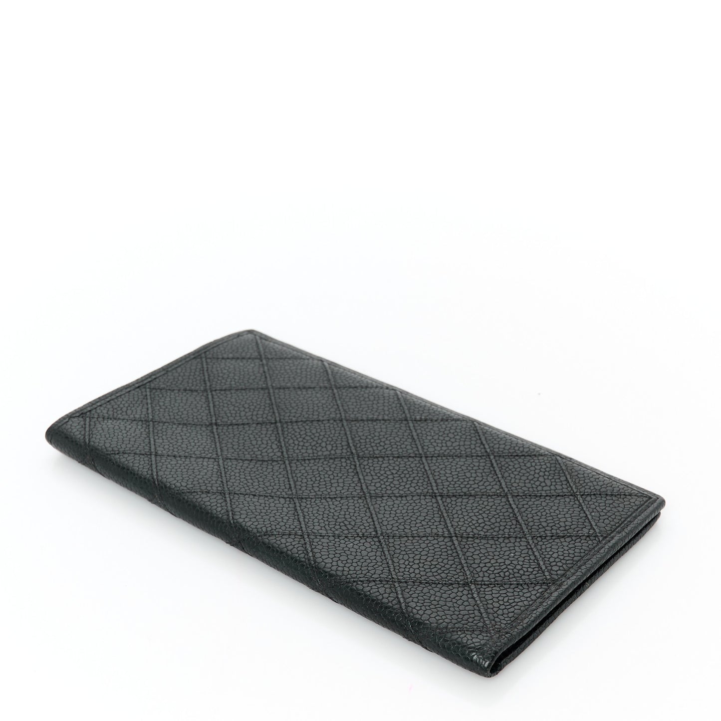 Caviar Diamond Stitched Check Book Wallet Black